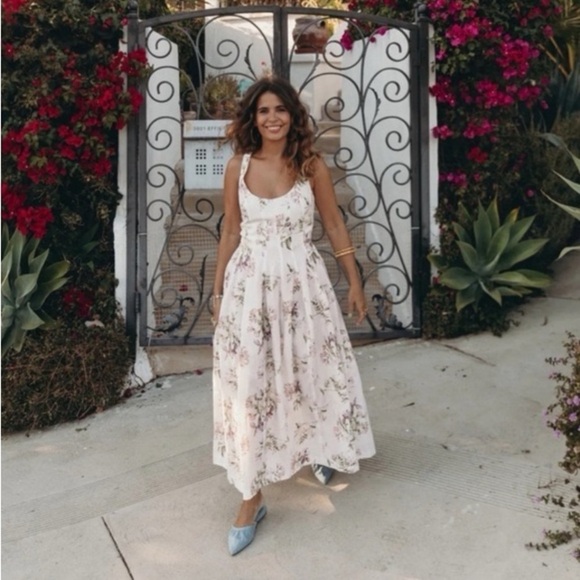 BROCK COLLECTION X H&M COLLABORATION CREAM FLORAL MIDI DRESS Sz XL Cottagecore - Picture 10 of 16